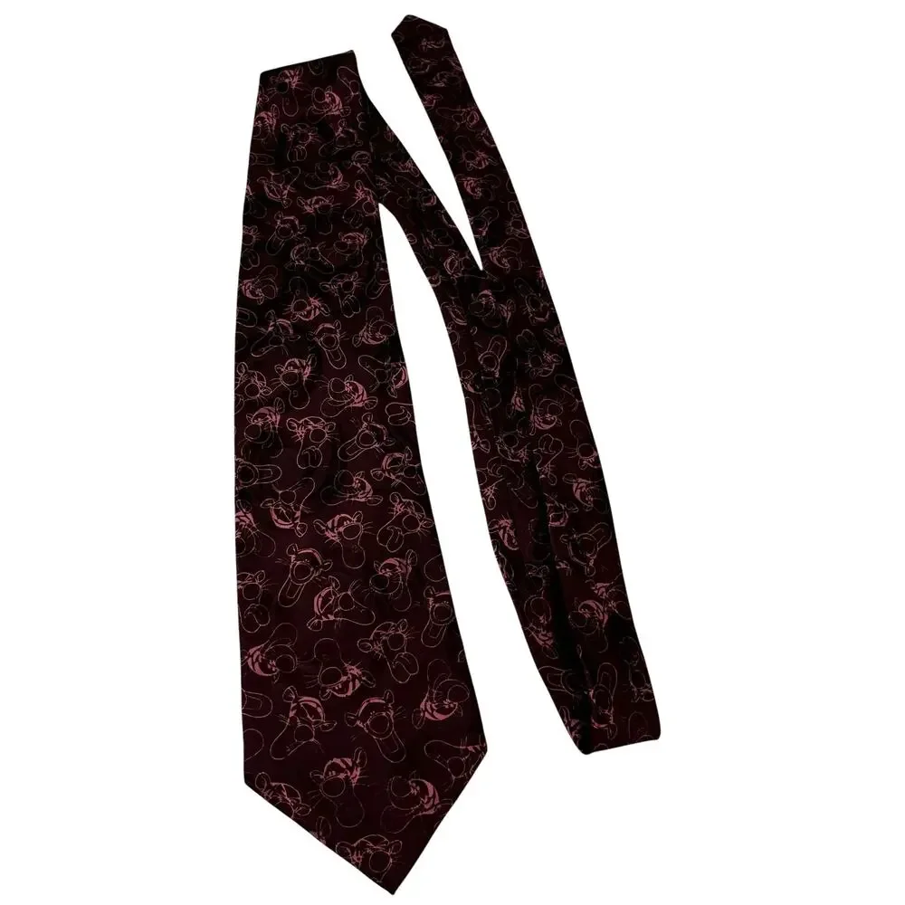 Vintage Disney Mickey Inc. Tigger Tie 100% Silk Burgundy Red New